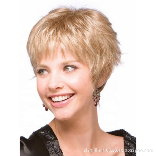 Aishili gold Short wigs natural straight wig for women Wholesale fashion wig